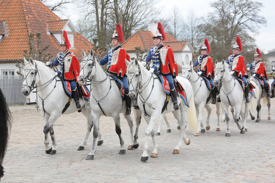 Det bliver en flot og spektakulær oplevelse, når Dronningen eskorteres i karat rundt på Frederiksberg af Gardehusarregimentets flotte hesteskadron